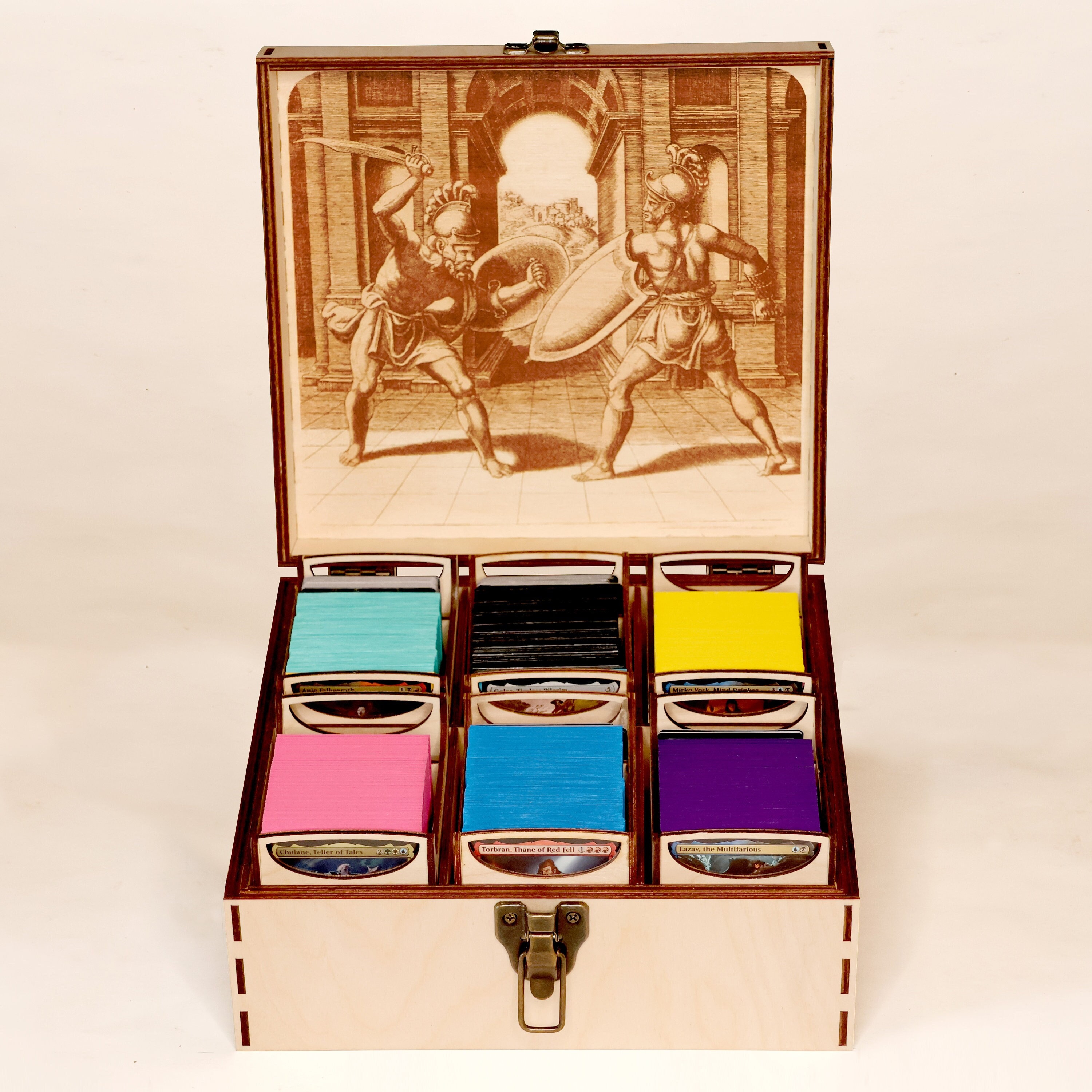 Gladiator Commander Deck Box - Mini Edition! Fits SIX EDH Decks in Removeable Trays! Warriors, Come Out and PLAY! - Najeela and Theros!