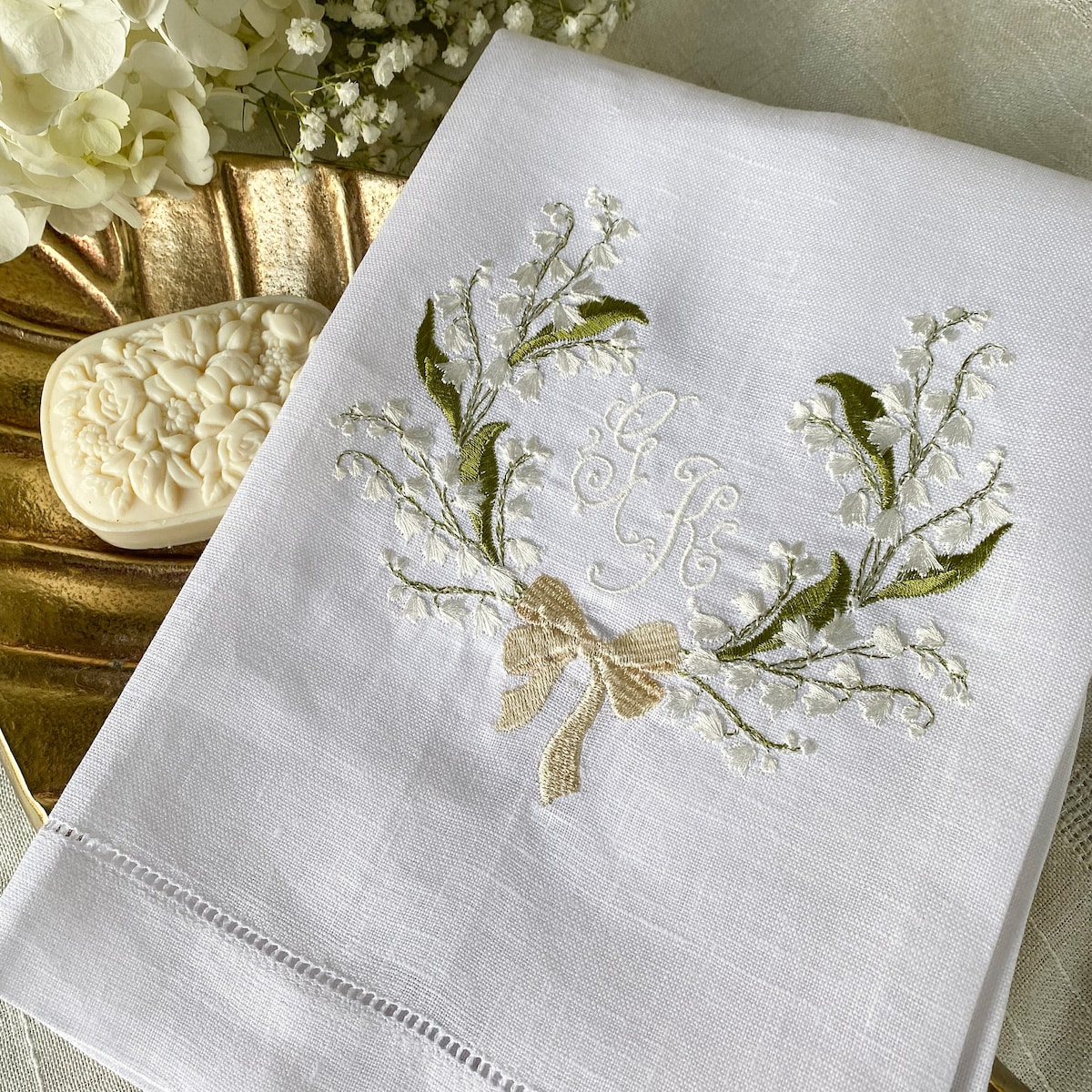 Lilies of the Valley Easter Embroidered Linen Guest Towels, Spring Monogrammed Guest Towel, Hostess Gifts, Warm House Gifts, Bathroom Decor - Etsy