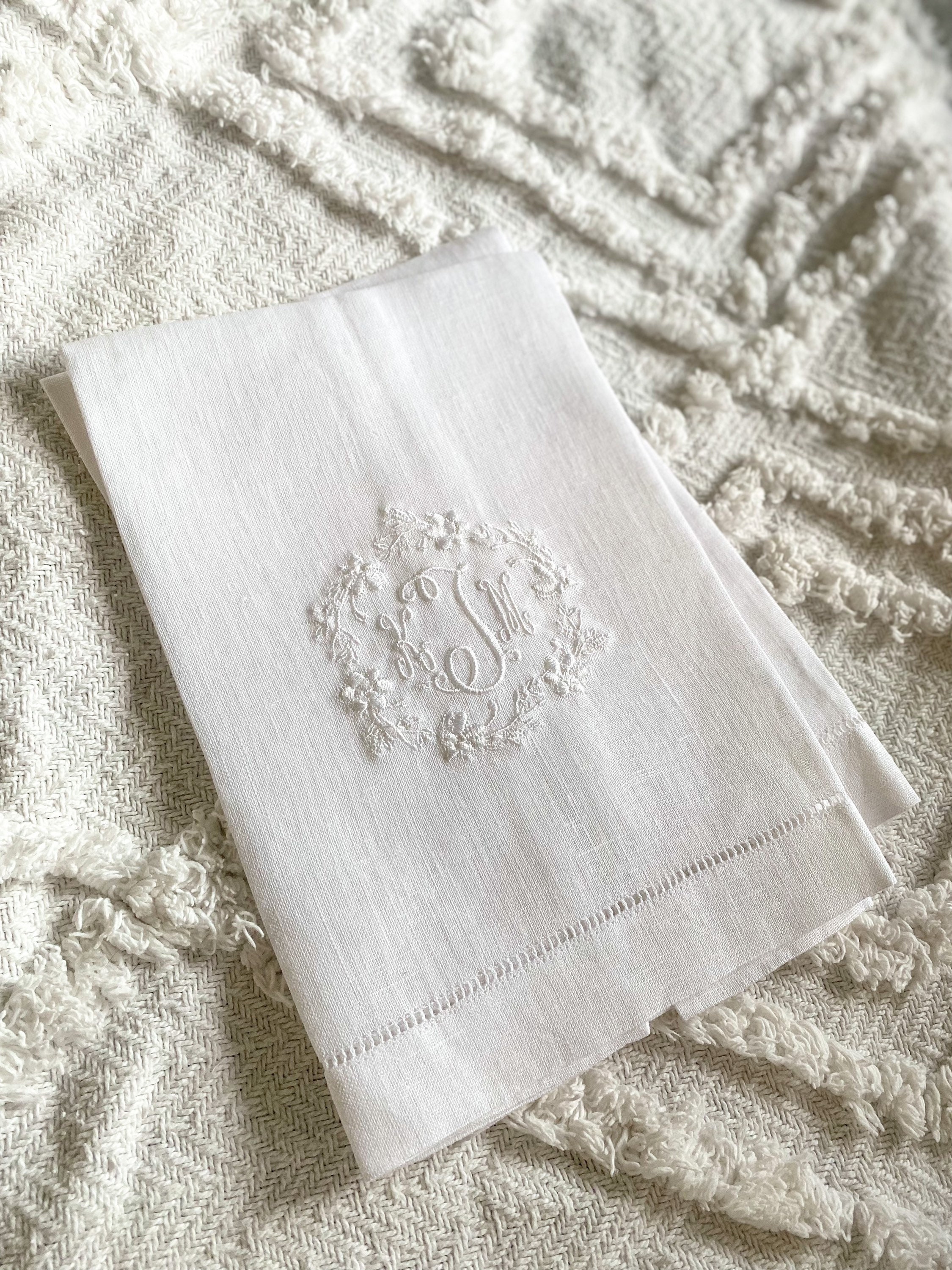 Embroidered Linen Guest Towels Monogrammed Guest Towel Hostess