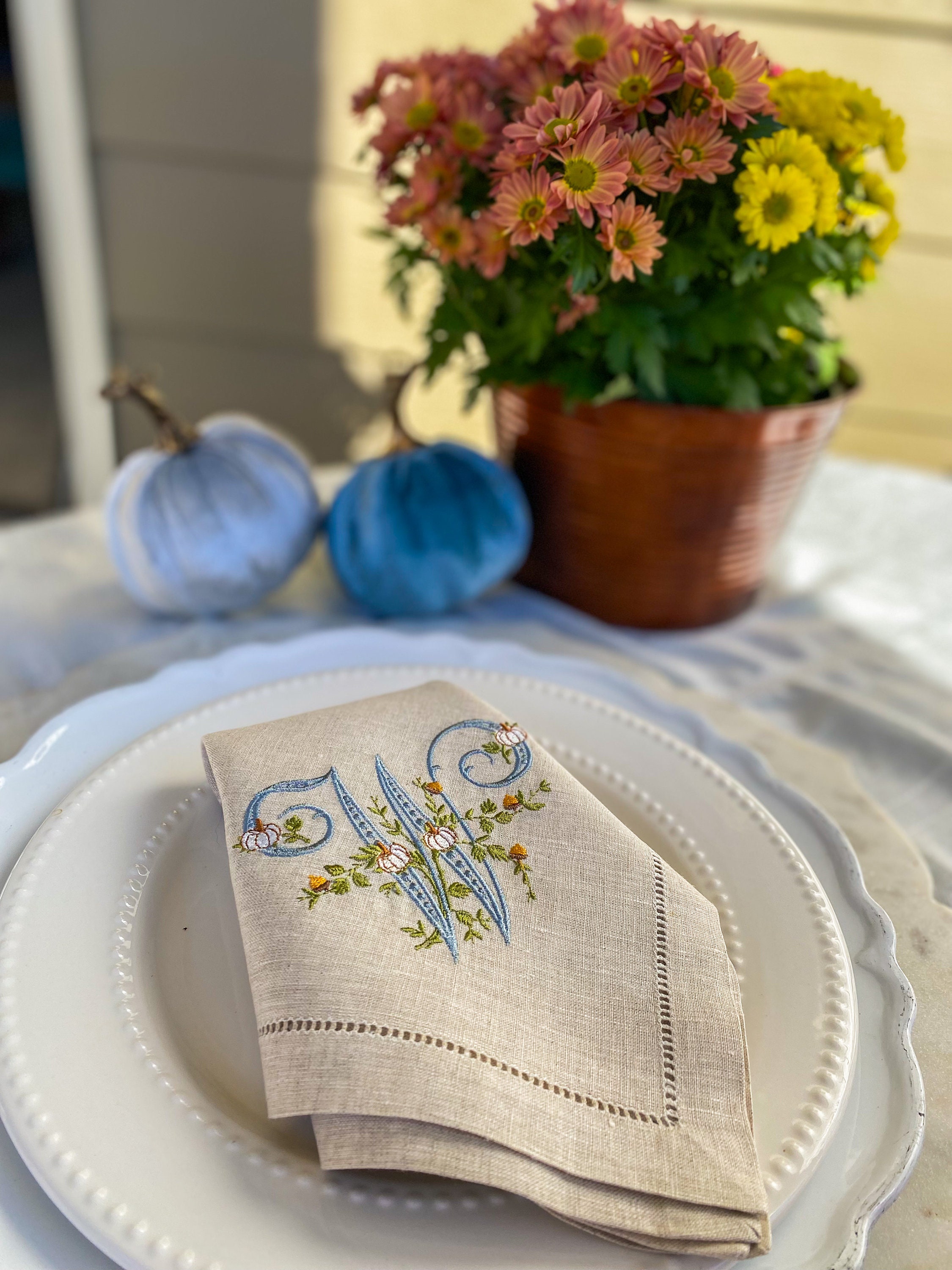 Thanksgiving | Autumn | Fall Monogrammed Embroidered Napkins ...