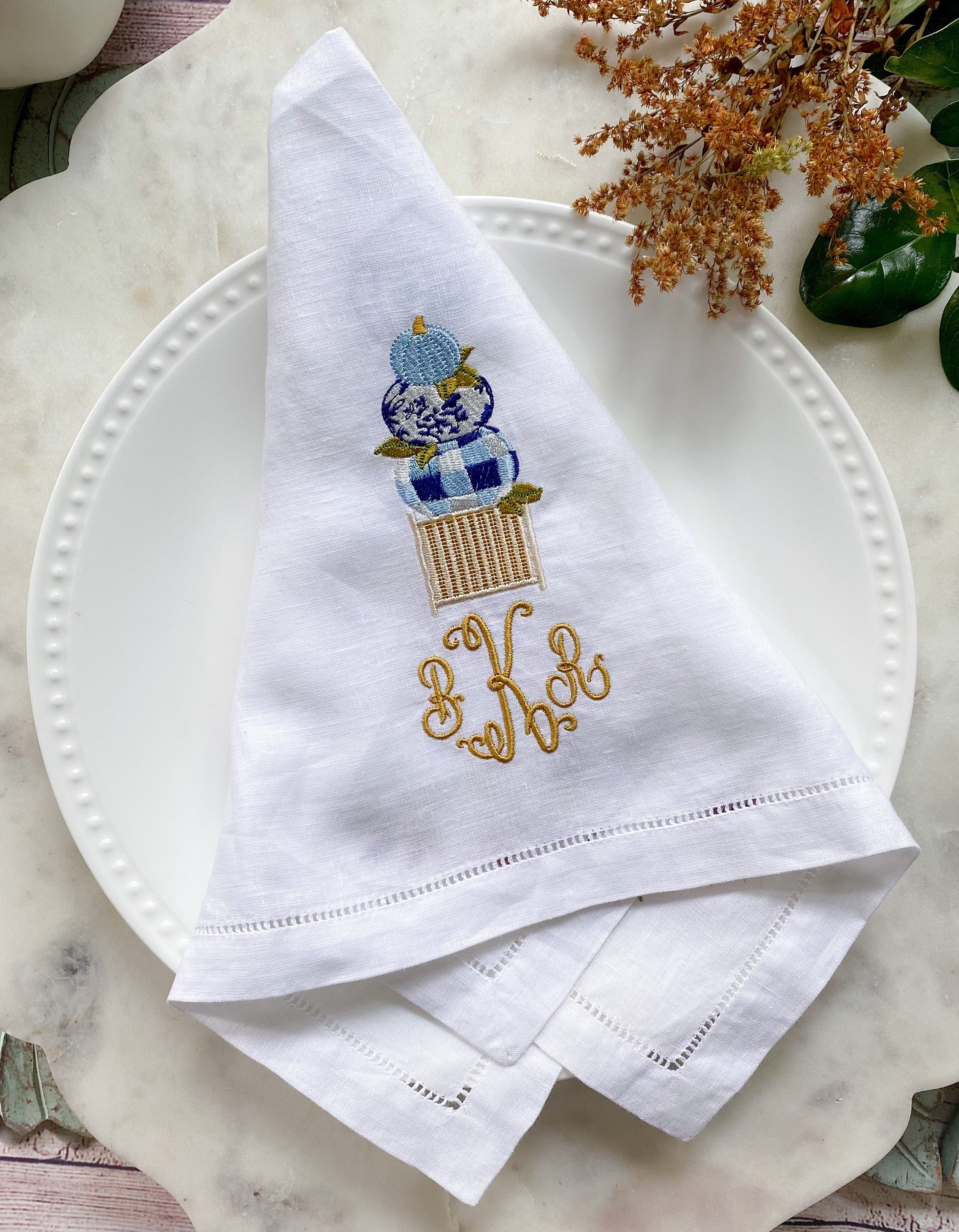 Thanksgiving Hemstitched Linen Kitchen Towel – Linen and Letters