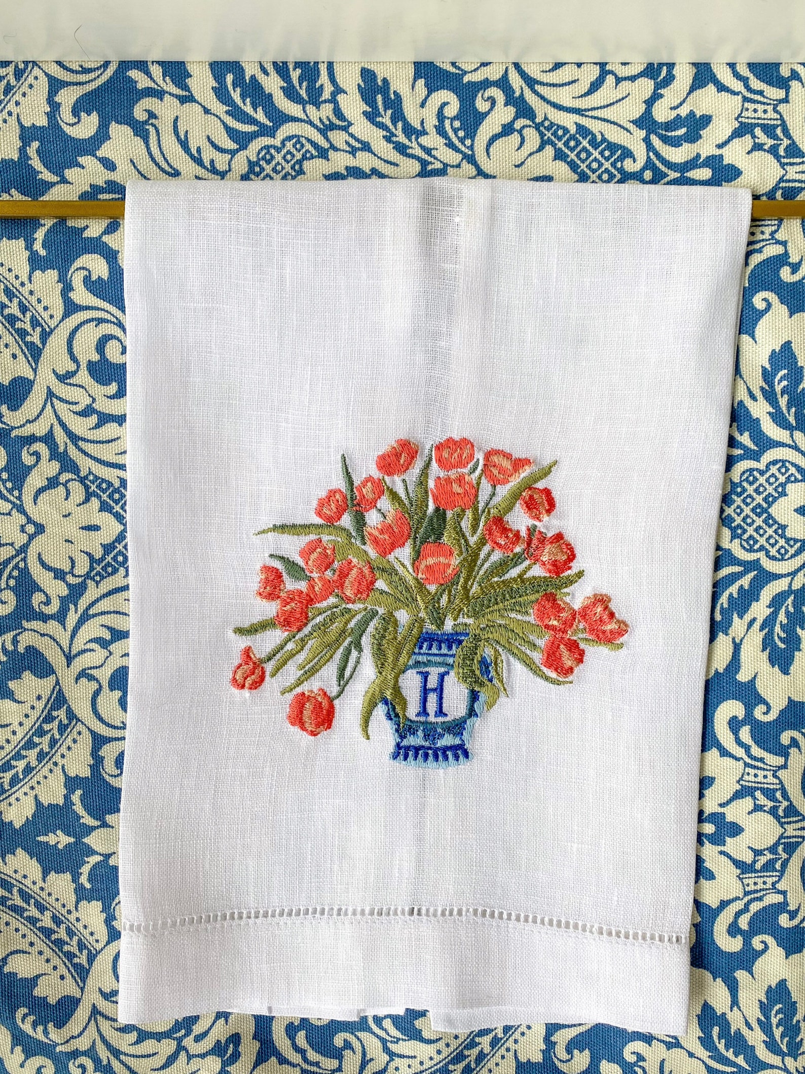 Embroidered Linen Guest Towels Monogrammed Guest Tea Towel Etsy