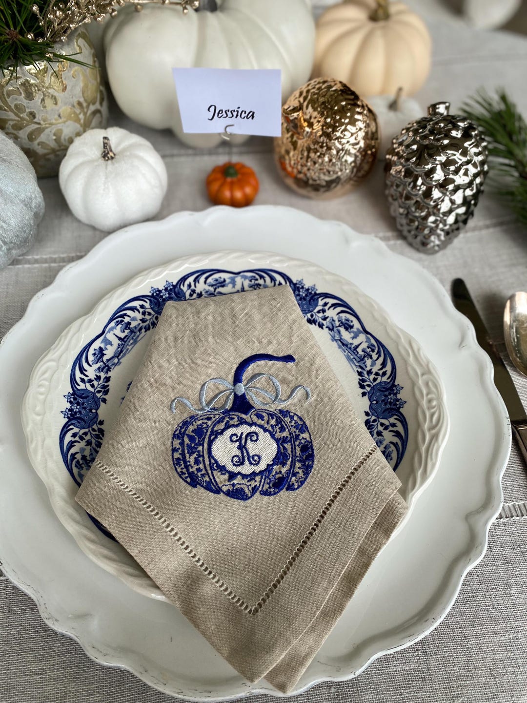 Thanksgiving | Autumn | Fall Monogrammed Embroidered Napkins ...