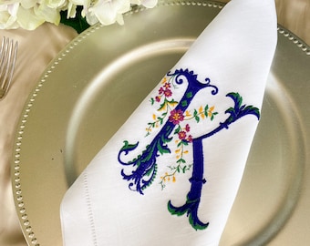 French Style Embroidered Monogrammed Linen Guest Towels, Guest Tea Towel, Hostess gifts, warm house gifts, Wedding Gifts