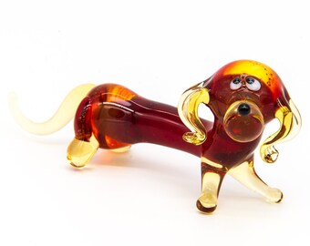 Hand Blown Art Glass Dog Figurine #T03-03