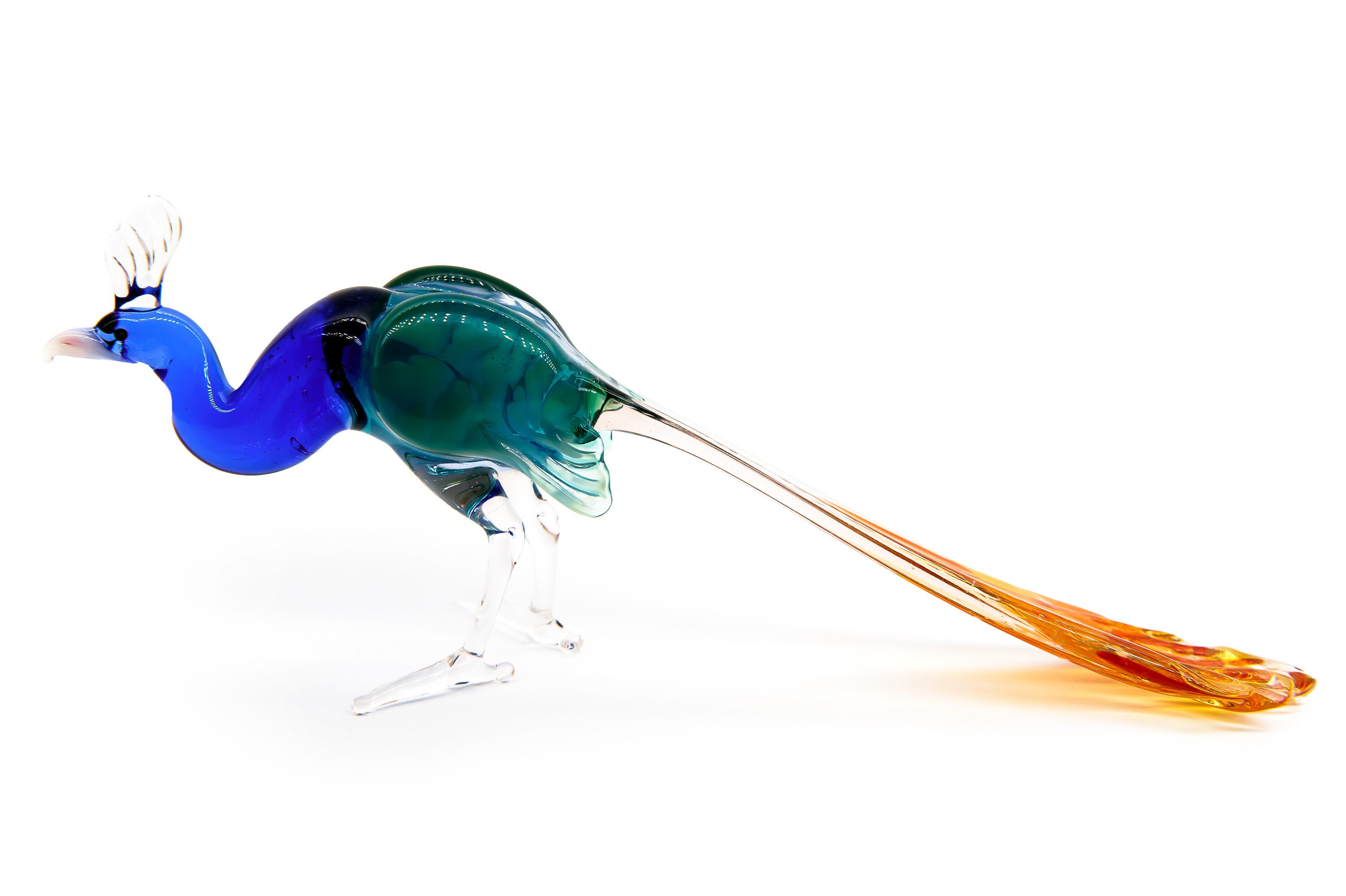 Glass Peacock Bird Figurine / Handmade Hand Blown Peacock Bird Etsy