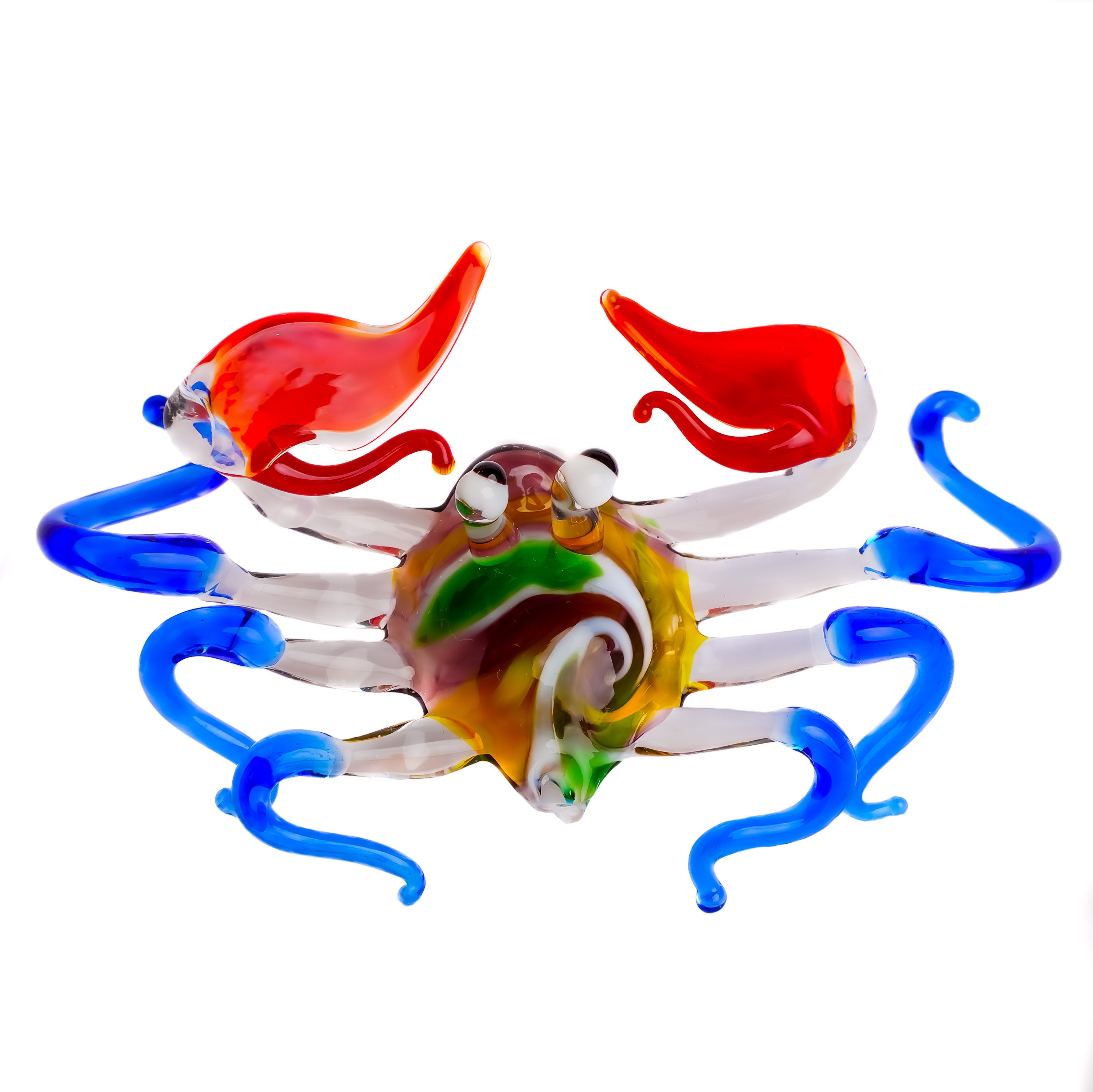 Handmade Hand Blown Art Glass Marine Animal 4 Glass Crab Figurine Glass ...