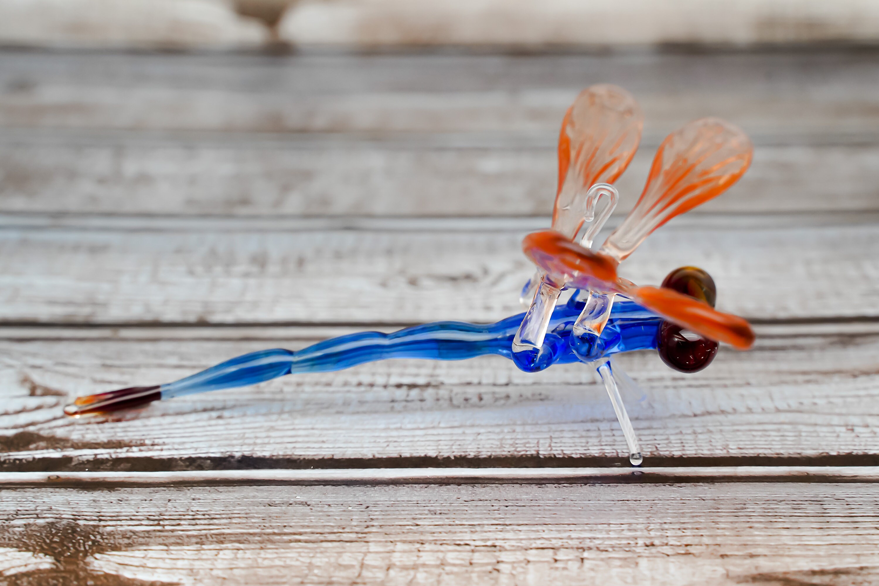 Hand Blown Glass Dragonfly Figurine / Animal Dragonfly Glass Etsy