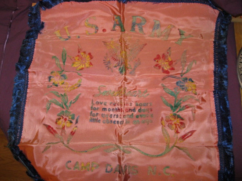 sweetheart pillow cover Army NC Camp Davis WW2