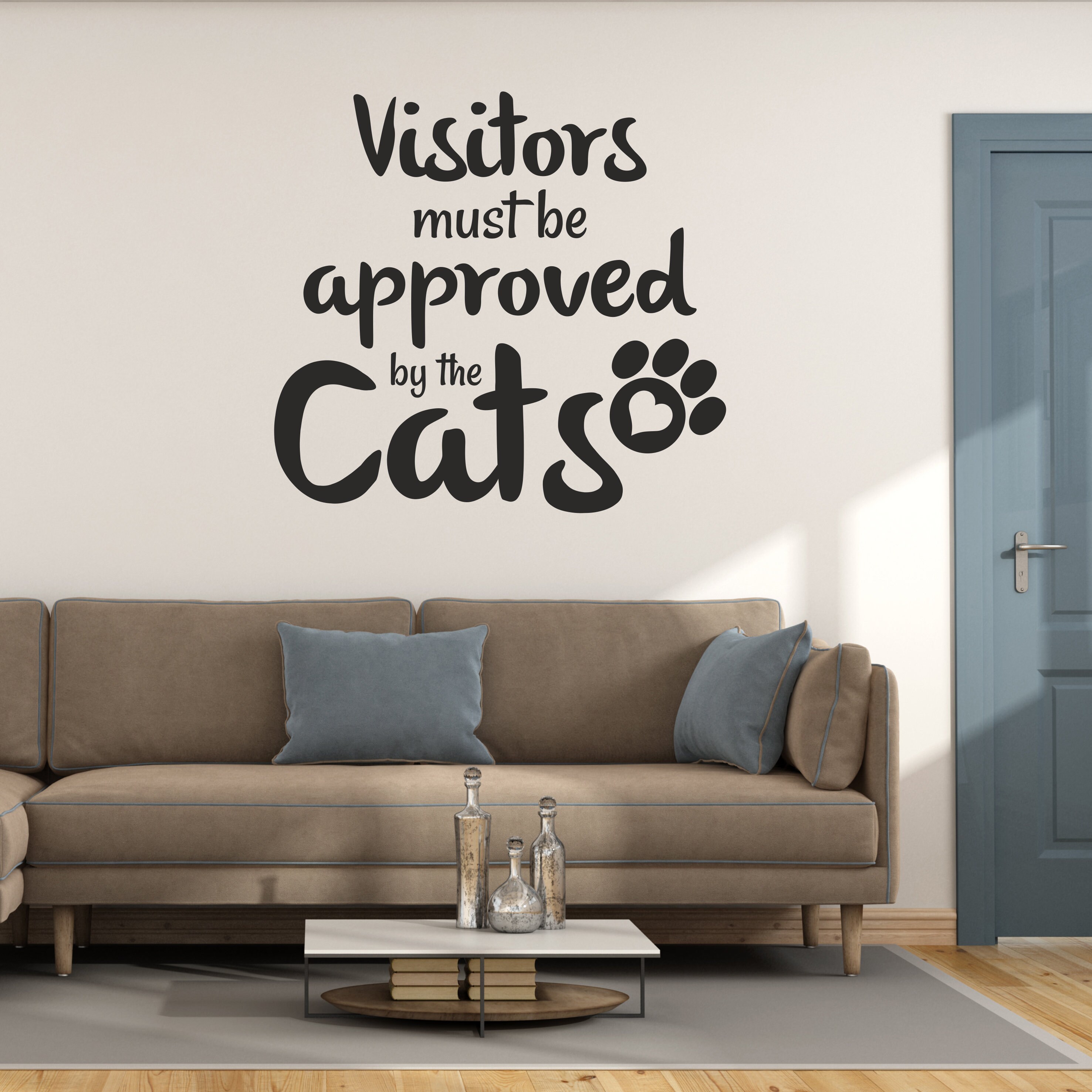 Cats vinyl wall decal Visitors must be approved by the cats Etsy