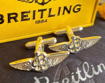 BREITLING F-11 versilberte Manschettenknöpfe in Präsentationsbox.