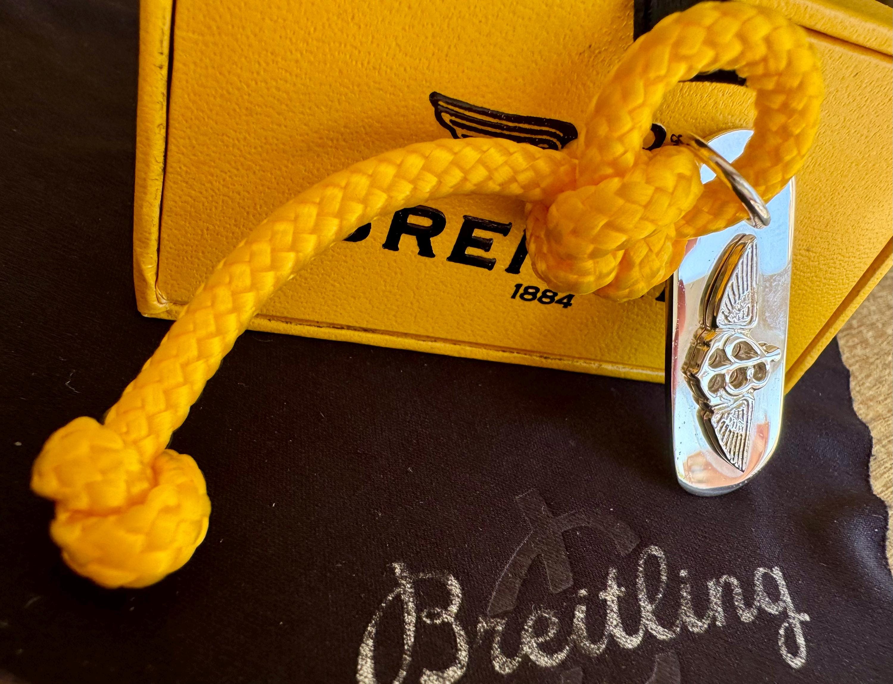 Breitling Novelty Silver&Navy leather Key holder Key Ring wz