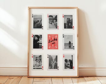 Playing Card Photo Collage Wall Art | Canva Template | 11x14 Couples Gift, Anniversary Printable
