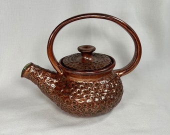Lovely Handmade 20oz Carved Stoneware Teapot,