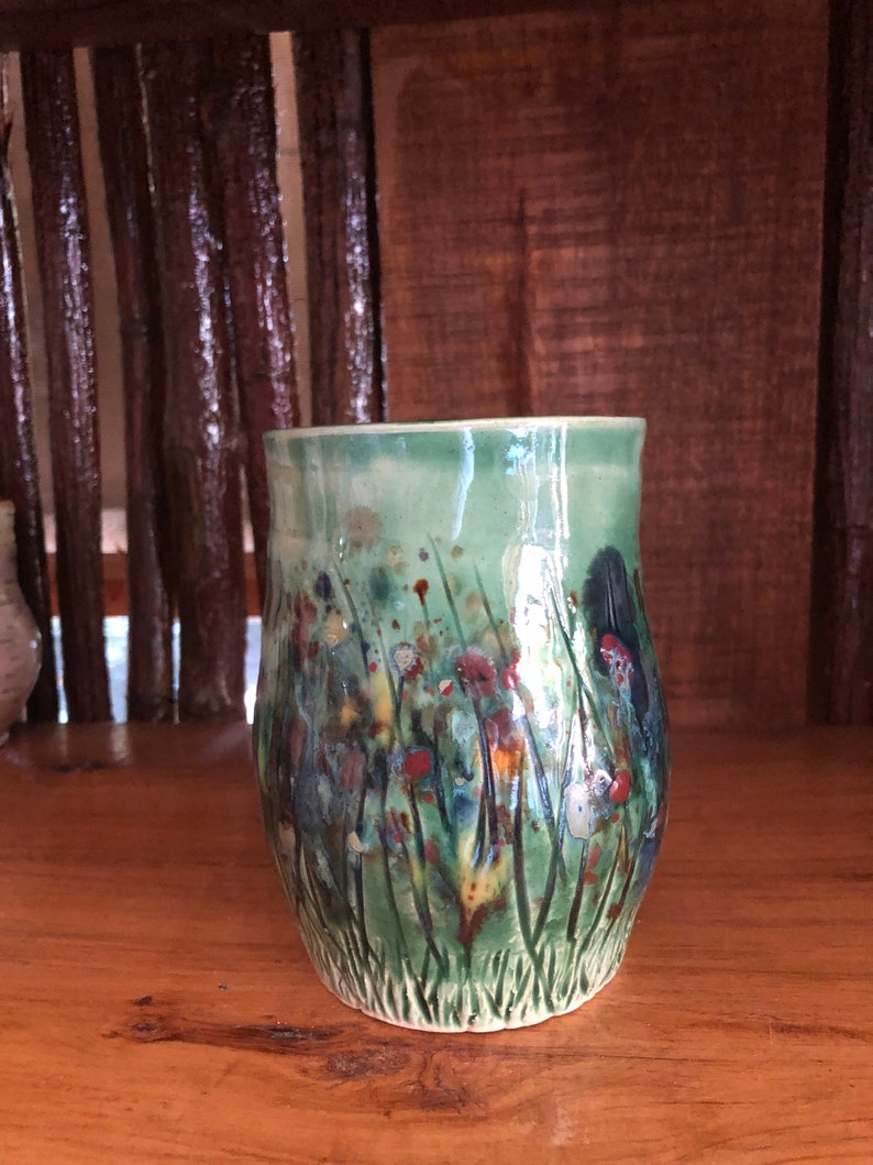 Stoneware Ceramic Pottery Wildflower Vase 4 34 Tall Vase