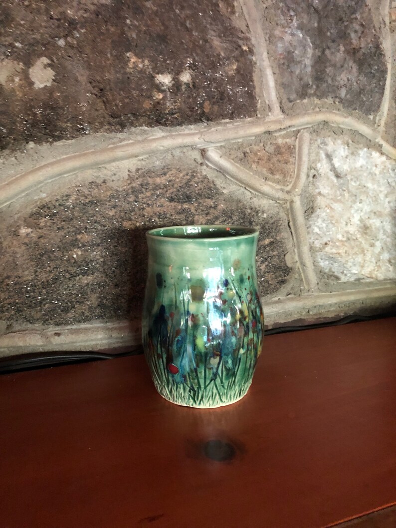 Stoneware Ceramic Pottery Wildflower Vase 4 34 Tall Vase