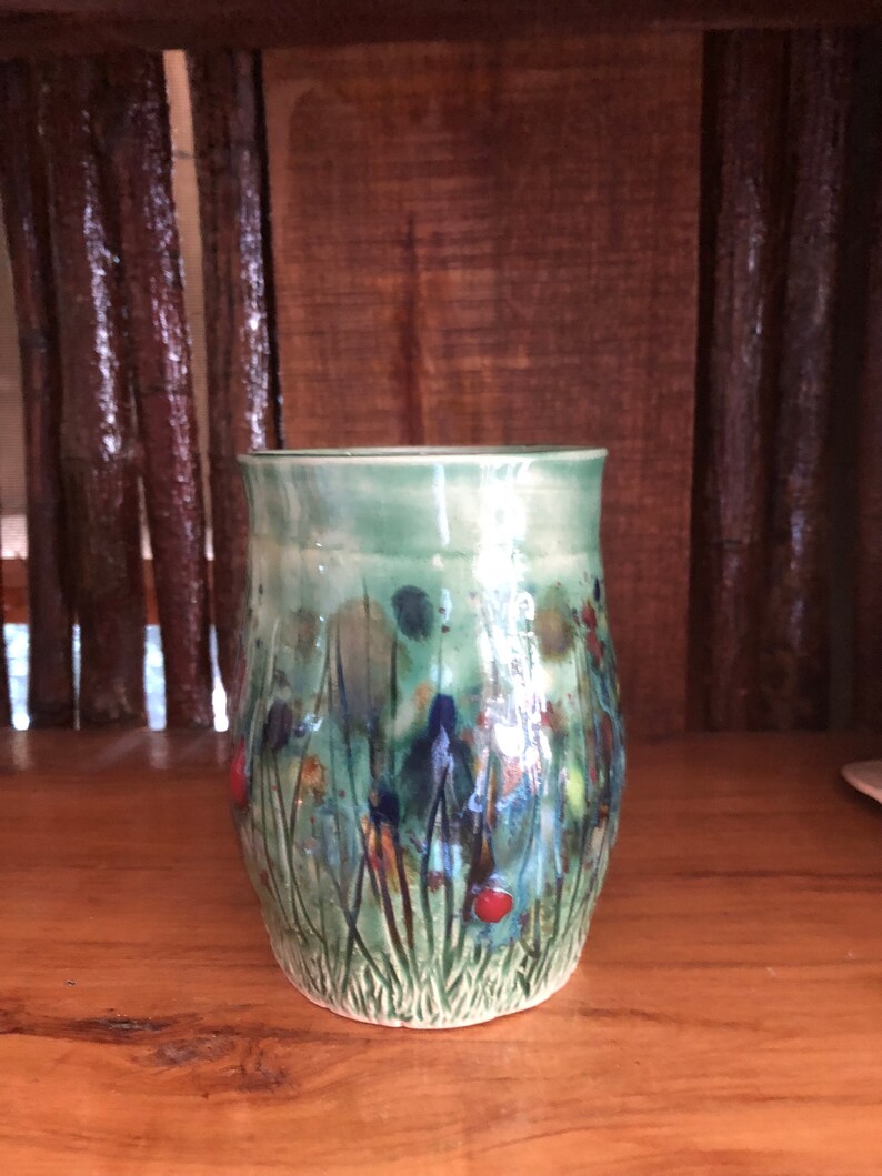 Stoneware Ceramic Pottery Wildflower Vase 4 34 Tall Vase