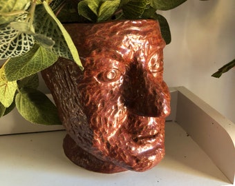 Aged Copper Stoneware Head Vase