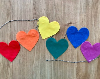 Felt Rainbow Heart Garland