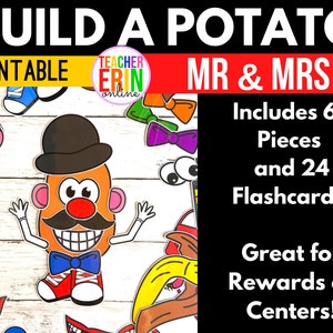 Build A Mr Potato and Mrs Potato | Head and Accessories Dress Up Paper Doll |  DIGITAL DOWNLOAD