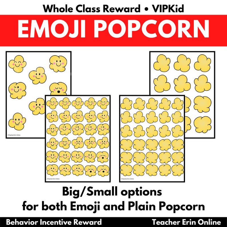 Emoji Popcorn VIPKid Reward Student Incentive Cookie Etsy
