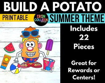 Build A Summer Potato Head and Accessories Dress Up Paper Doll |  DIGITAL DOWNLOAD