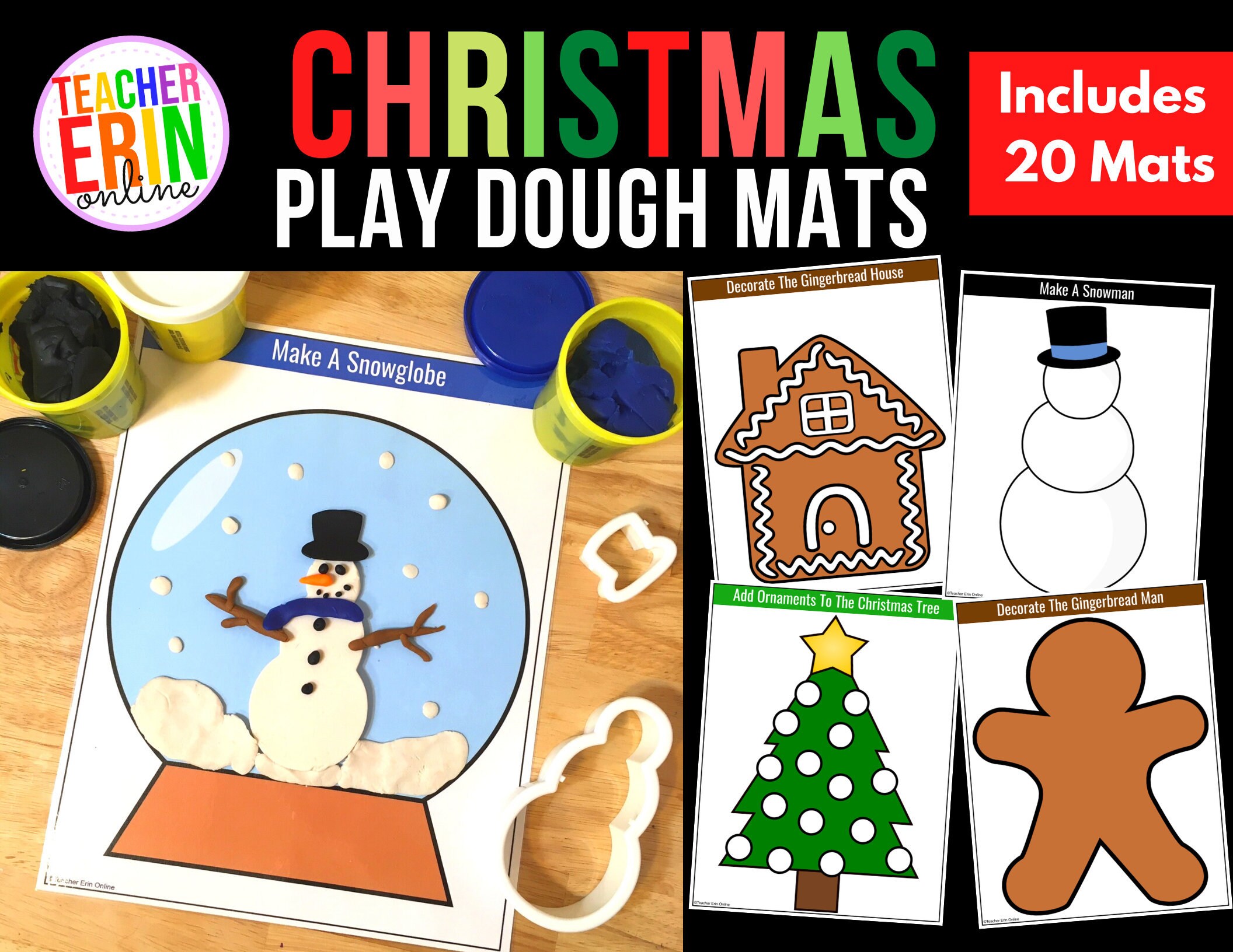 Christmas Play Dough Mats Fine Motor Activities 20 Mats Christmas Tree