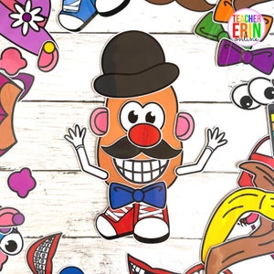 Build A Mr Potato and Mrs Potato | Head and Accessories Dress Up Paper Doll |  DIGITAL DOWNLOAD pdf,  Printable Potato Head Craft