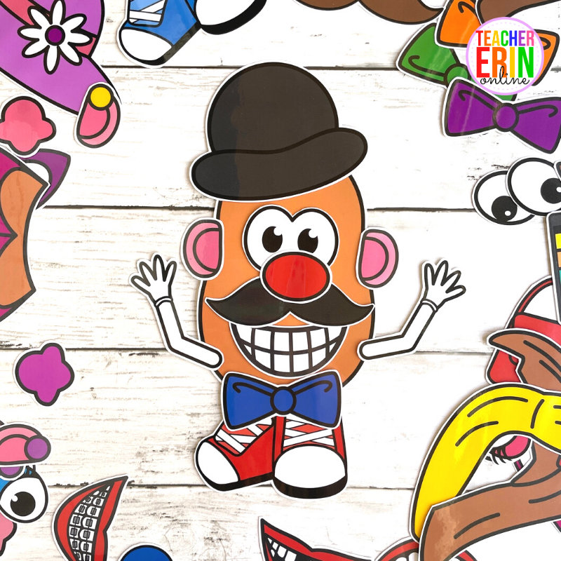 Build A Mr Potato and Mrs Potato | Head and Accessories Dress Up Paper Doll |  DIGITAL DOWNLOAD pdf,  Printable Potato Head Craft