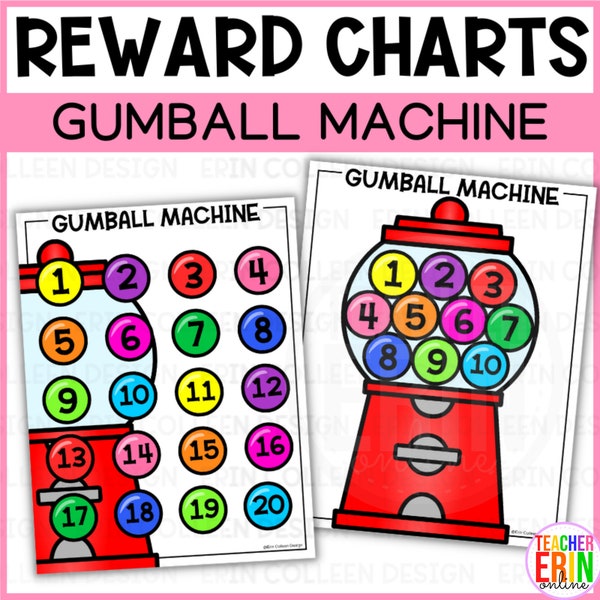 Bubble Gum Machine Reward Chart for Classroom Management, Rewards, Behavior, Incentives, Chore Chart - Digital Download PDF Printable