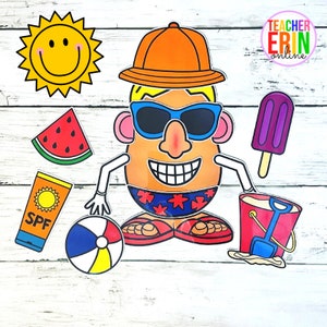 Build A Summer Potato Head and Accessories Dress Up Paper Doll |  DIGITAL DOWNLOAD