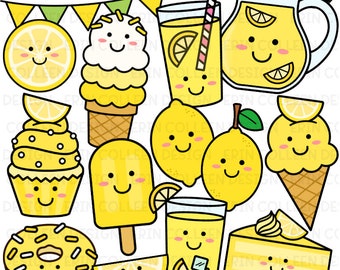 Lemonade Cuties Clipart - Summer - Lemonade Stand - Lemons - Lemon Food - Sweets - Color - BW - Commercial Use - PNG - Instant Download