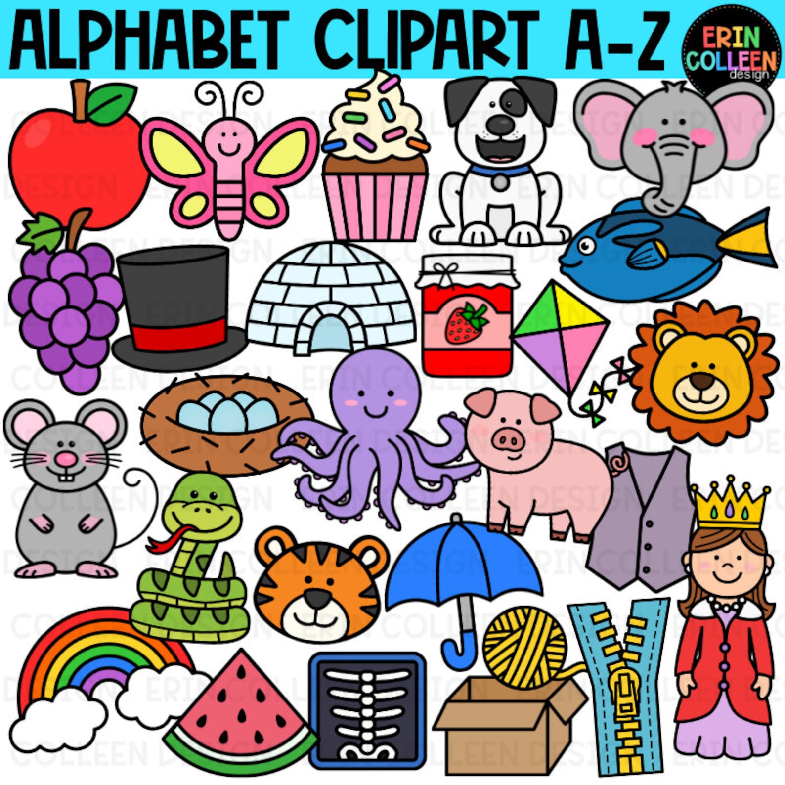 Alphabet Clipart, A-Z, ABC, A to Z Clipart, Letters, School, Phonics ...