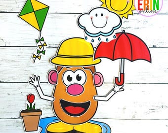 Build A Spring Potato Head and Accessories Dress Up Paper Doll |  DIGITAL DOWNLOAD
