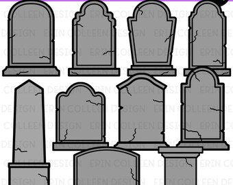 Blank Tombstone Clipart, Halloween Gravestone Clip Art, Spooky Graveyard PNG, Headstone Graphics, Halloween Digital Download