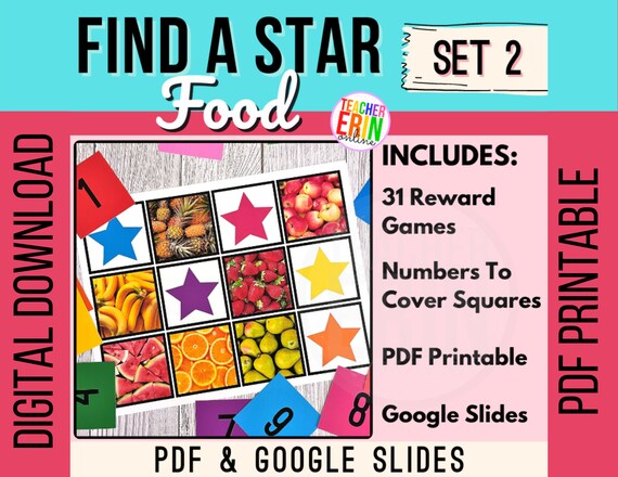 Find A Star Reward Games Set 2 Food PDF &amp; Digital Google | Etsy