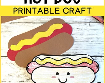 Hot Dog Craft - Summer Craft Pattern - Hot Dog Template - Picnic - BBQ - Cookout - 4th of July Printable PDF Download - VBS