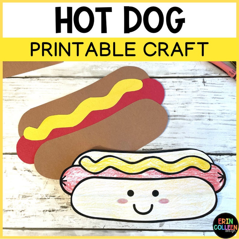 Hot Dog Craft Pattern: Summer Printable Template (PDF Download) - Etsy