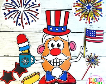 Build a USA Mr. Potato | Patriotic President Potato Head and Accessories Dress Up Paper Doll |  DIGITAL DOWNLOAD
