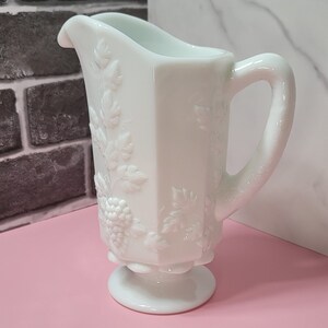 VTG - Westmoreland Glass - Milk Glass - Paneled Grape - Tall Pitcher - 1960s