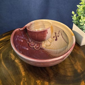 VTG - Clement Clayworks - Pottery Bowl - Soup and Crackers or Chip and Dip - Handmade 1990s