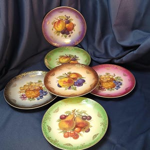 VTG - Mitterteich Bavaria - Set of 6 Gilded Fruit Plates - Dessert / Salad Plates - 1940s