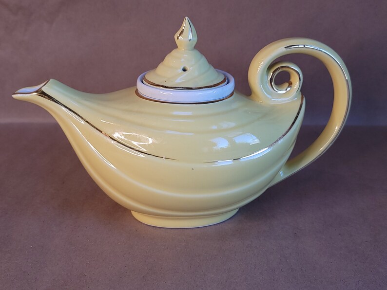VTG Hall Pottery Yellow Aladdin Teapot USA 1950s Etsy