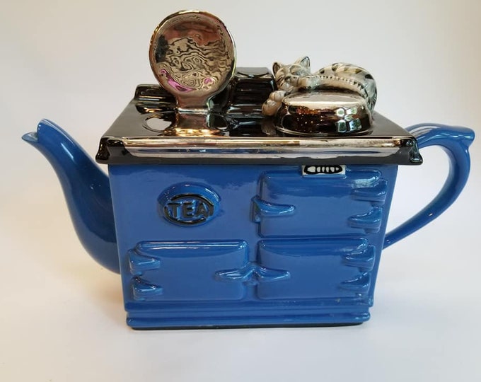 VTG Swineside Ceramics Aga Stove and Cat Teapot Signed Etsy
