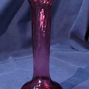 VTG - Pilgrim Glass - Cranberry Glass Bud Vase - Swirl Cranberry Glass - 1980s