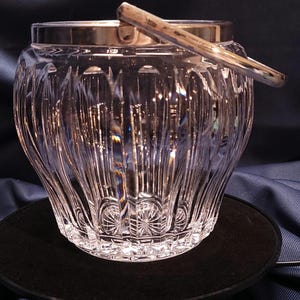 VTG - Cut Crystal Ice Bucket with Silverplated Handle - 1950s