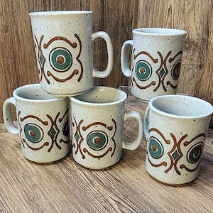 VTG - Otagiri Japan- Set von 5 Kaffeebechern - Keramik/Steingut - Südwesten - 1970er Jahre