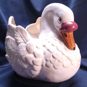 VTG - Rare - Large Ceramic Swan/Goose Planter - Signed SS - 1960s