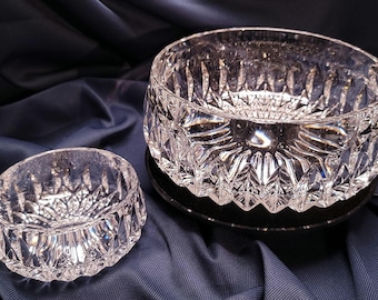 VTG - Gorham Crystal - Althea Pattern - Set of Two Crystal bowls Large and Small - 1990s