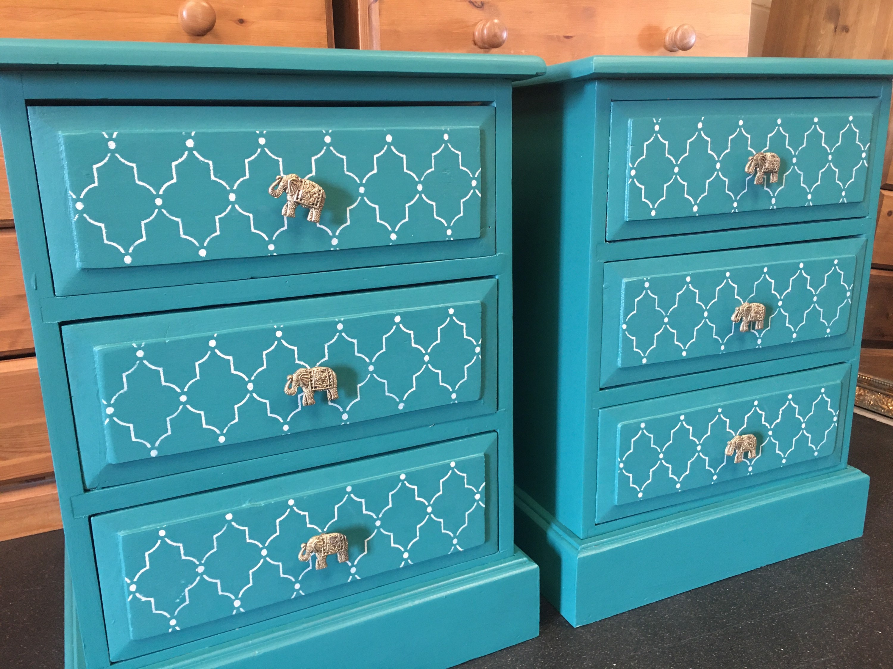 Beautiful Pair of Bedside Tables in Pale Pink with gold Etsy